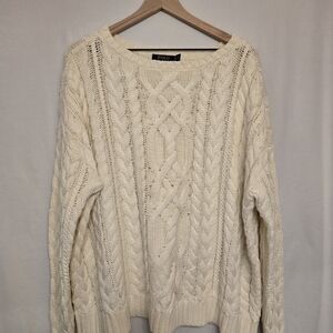 Polo Ralph Lauren Cream Cable Knit 100% Cotton Sweater XL